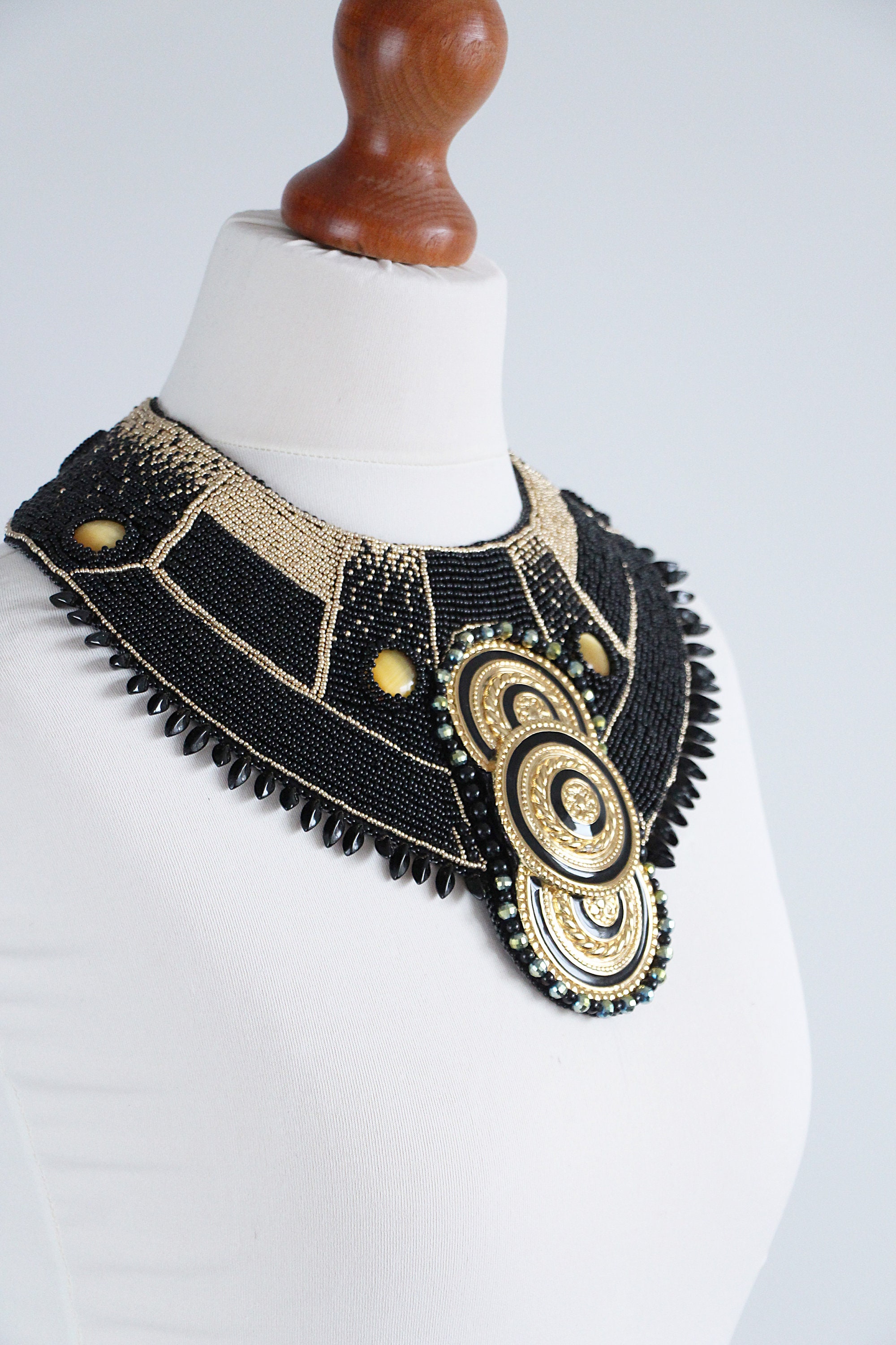 Black statement collar necklace Egyptian necklace for women Etsy