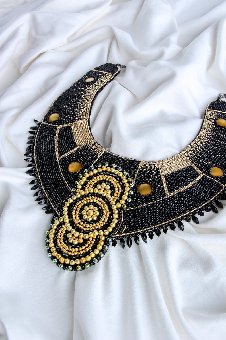 Chunky Statement African Beaded Collar Necklace Large With Etsy
