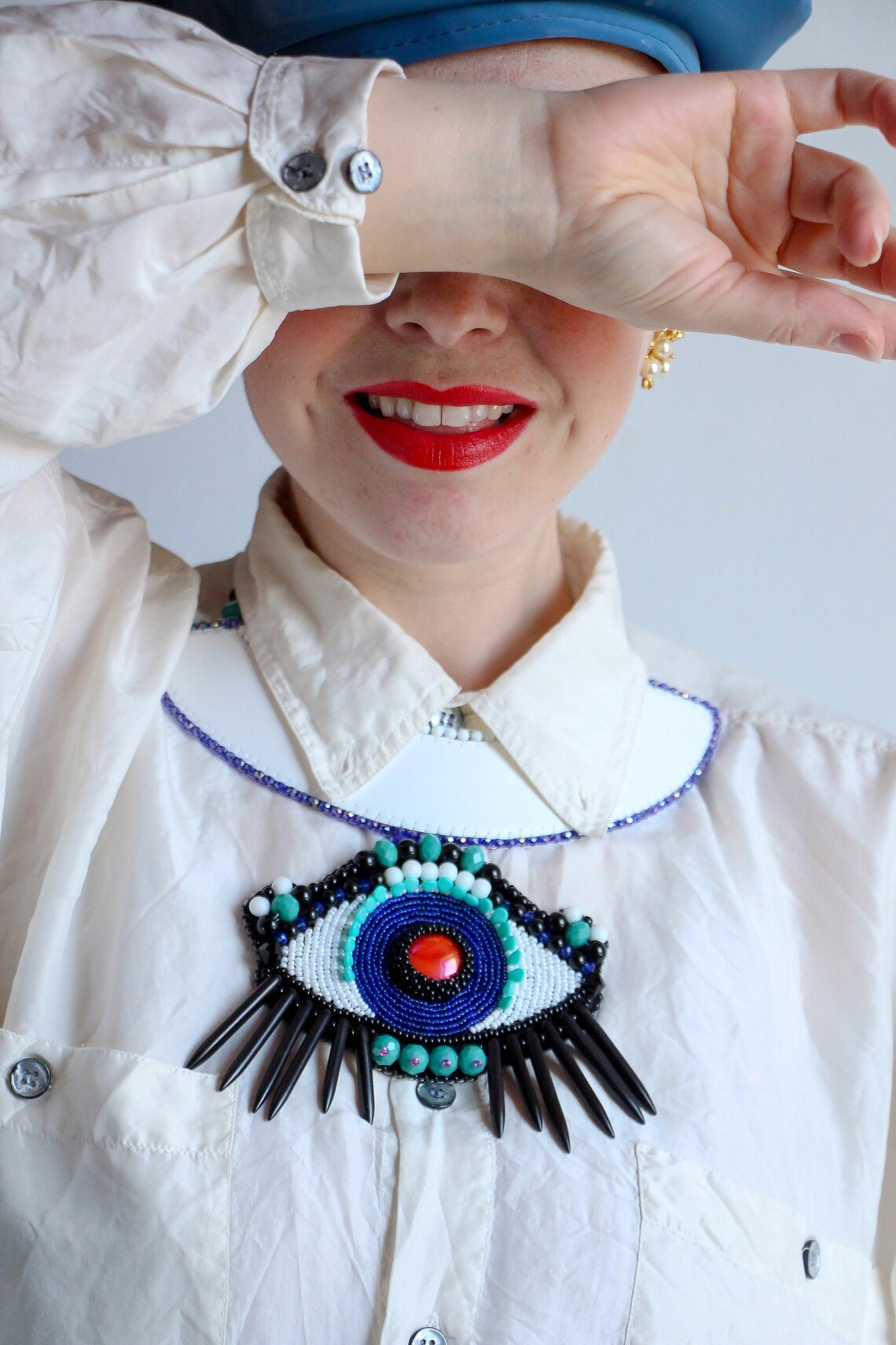 Original Large Eye Pendant Necklace Chunky Statement Eye Etsy