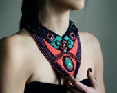 Large statement necklace/ women big necklace/ summer fashion jewelry/ summer bold necklace/ dark colorful necklace/ modern necklace jewelry
