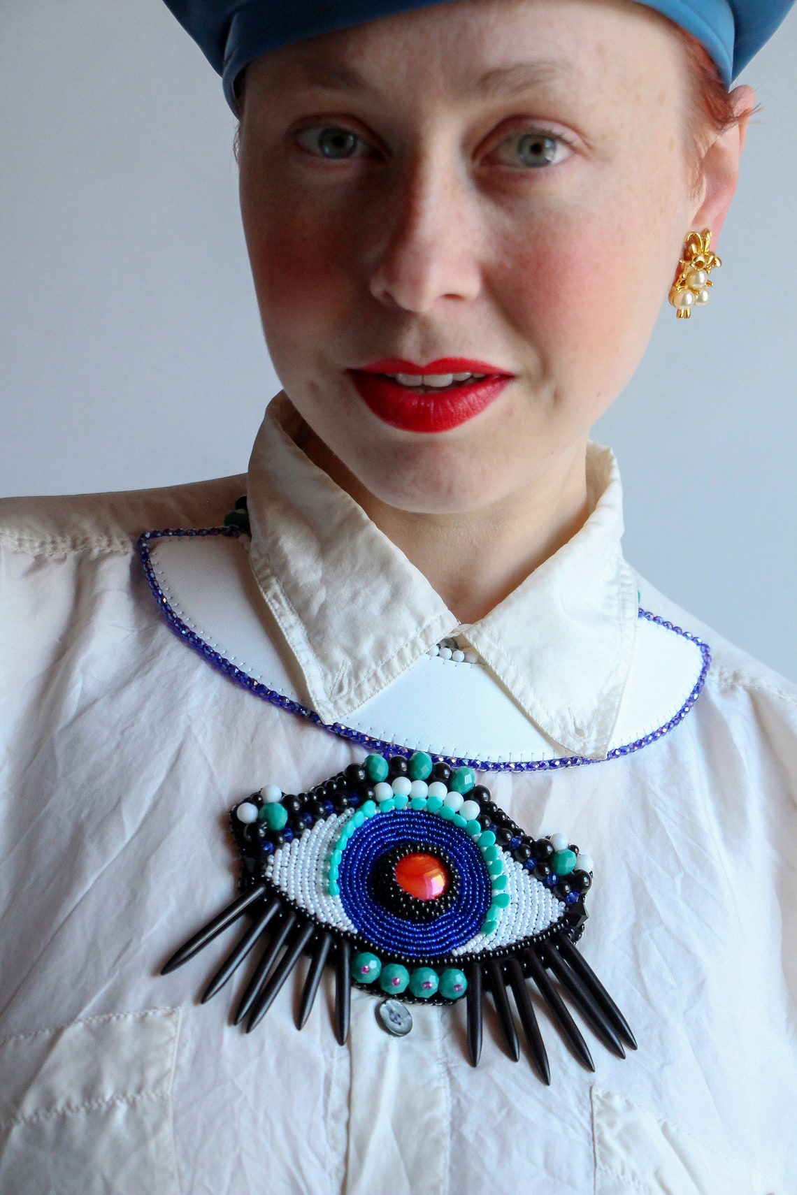 Original Large Eye Pendant Necklace Chunky Statement Eye Etsy