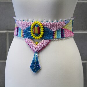 Colorful beaded sash belt image 3