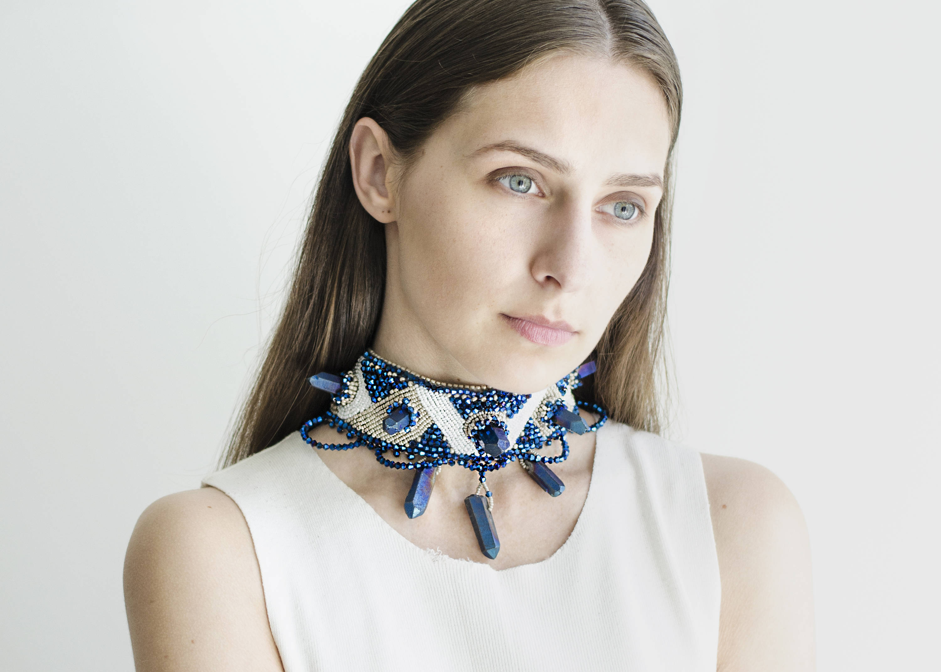 Crystal Choker Necklace Made of Raw Titanium Gems Etsy