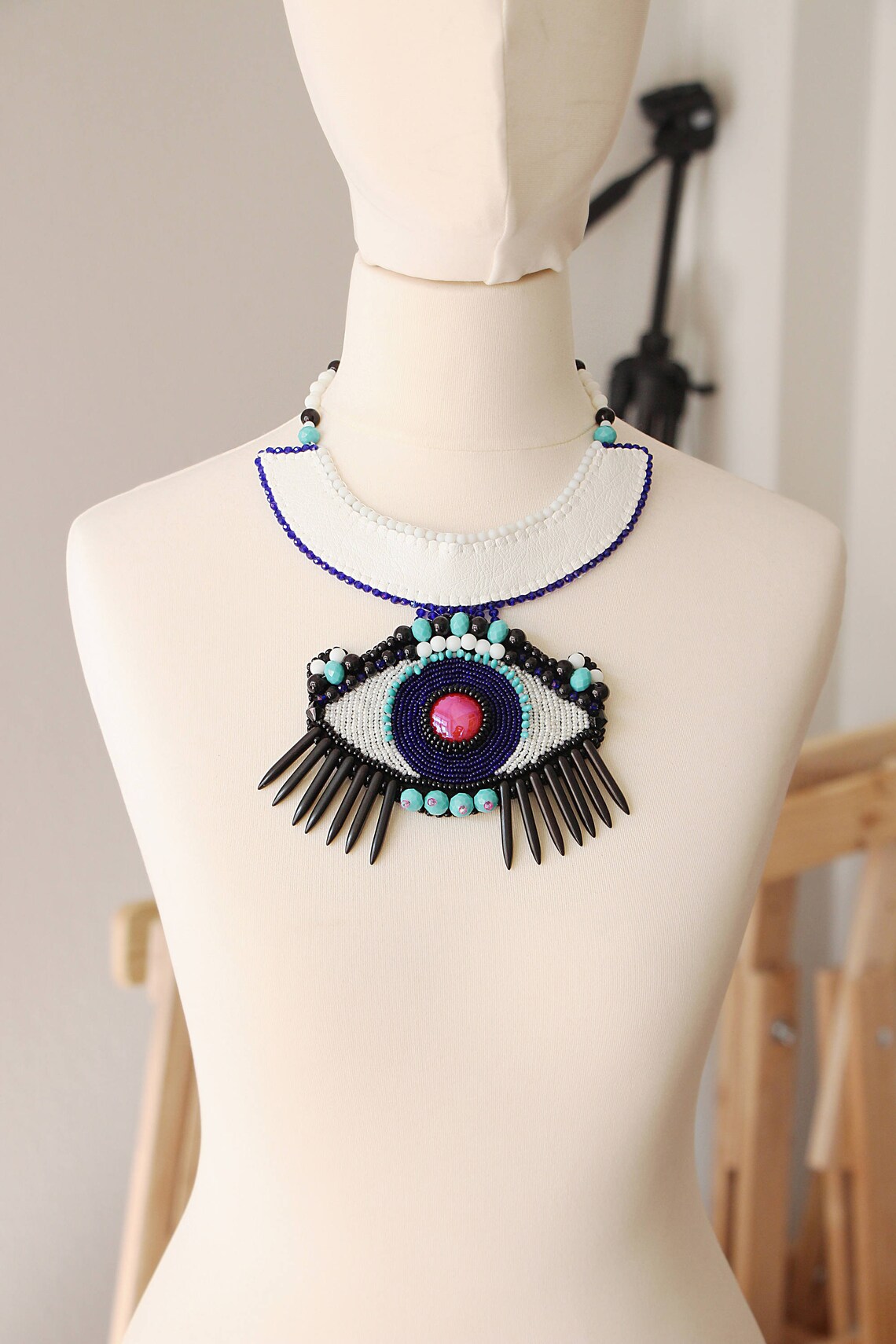 Original Large Eye Pendant Necklace Chunky Statement Eye Etsy