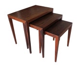Three (3) Severin Hansen Jr Danish Rosewood Nesting Tables by Haslev