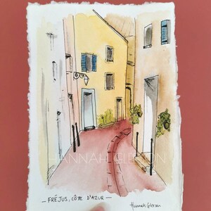 Frejus Cote D&#39;Azur ORIGINAL watercolour illustration