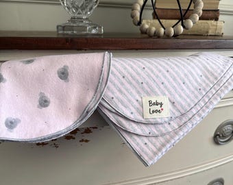 Koala Receiving Blanket and Burp Cloth Set in pink. 100% Cotton