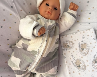 Camouflage Waffle Weave Pajamas with Ruffles and Head Bow