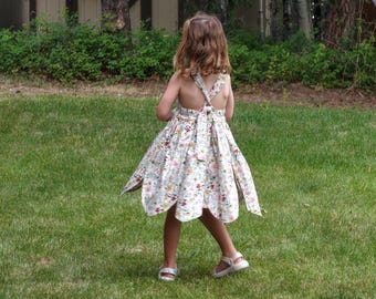 Whimsical Flower Petal Dress for Girls, Lined Bodice, Adjustable Back, Layered Skirt