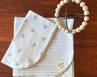 Striped Koala Receiving Blanket and Burp Cloth Set, 100% Cotton, Gender Neutral Baby Gift