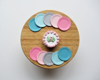 Dollhouse Miniature Paper Plates, Dreamy Colors, Set of 10 pieces, Assorted color choices