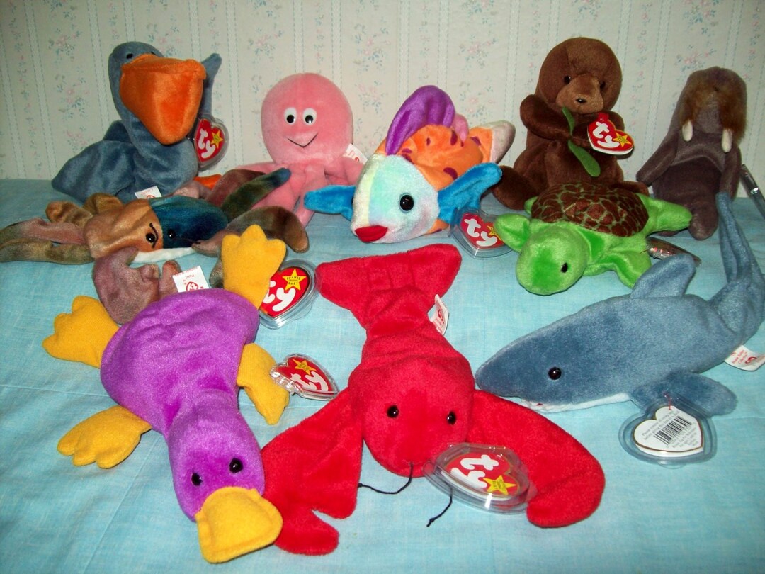 Ty Beanie Babies Vintage Collectibles Ocean Collection, Inky, Patti