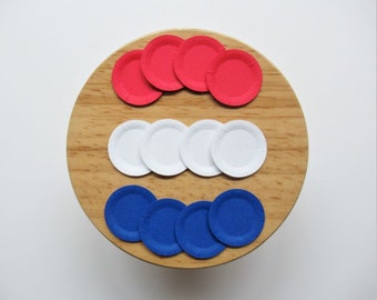 Dollhouse Miniature Paper Plates, Red, White and Blue, Set of 12 plates, 4th of July