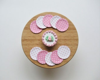 Dollhouse Miniature Paper Plates, Reverse Polka Dots, Set of 10 pieces, Assorted color choices