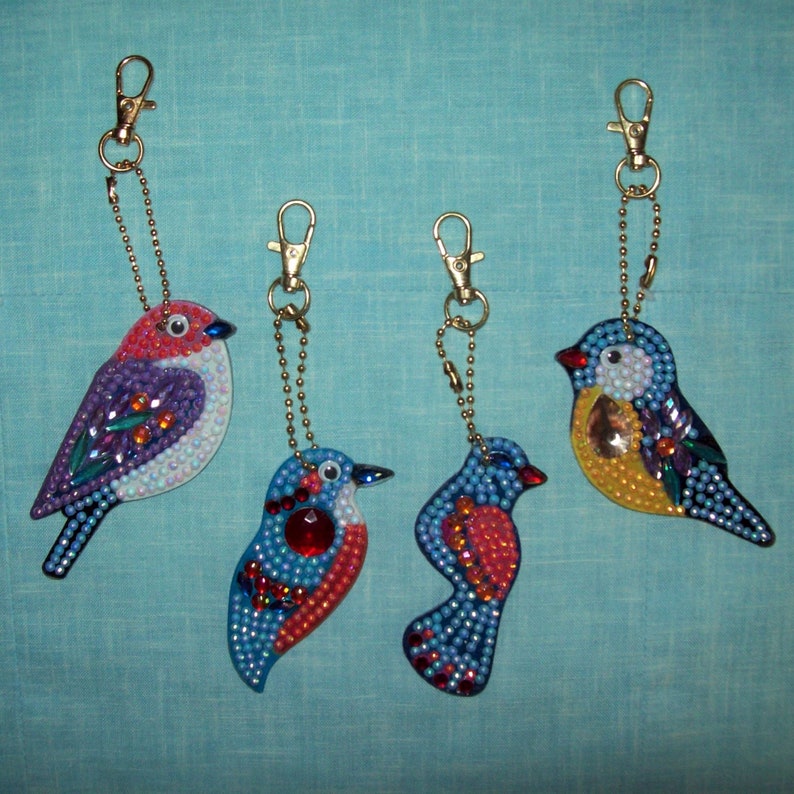 Diamond Art Keychain Birds Completed Double-sided Key Chain - Etsy