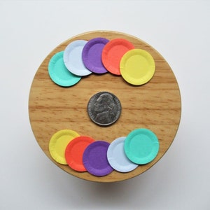 Dollhouse Miniature Paper Plates, Sugar Candy Colored, Set of 10 pieces, Assorted color choices