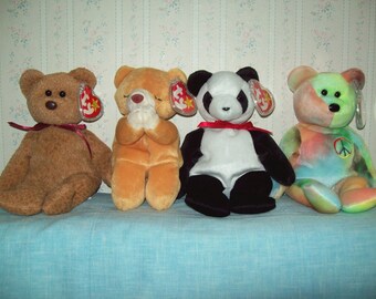 Ty Beanie Babies Vintage Collectibles - Beanie Bears, Curly, Hope, Fortune, or Peace.  Retired, Mint Condition