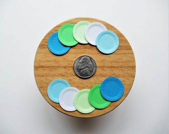 Dollhouse Miniature Paper Plates, Minty Fresh Colors, Set of 10 pieces, Assorted color choices