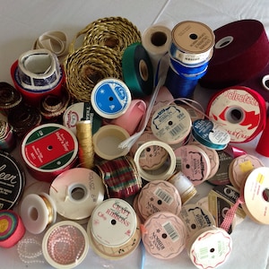 Ribbon, spools and spools of ribbon large flat rate box of ribbon velveteen metallic curling ribbon (11