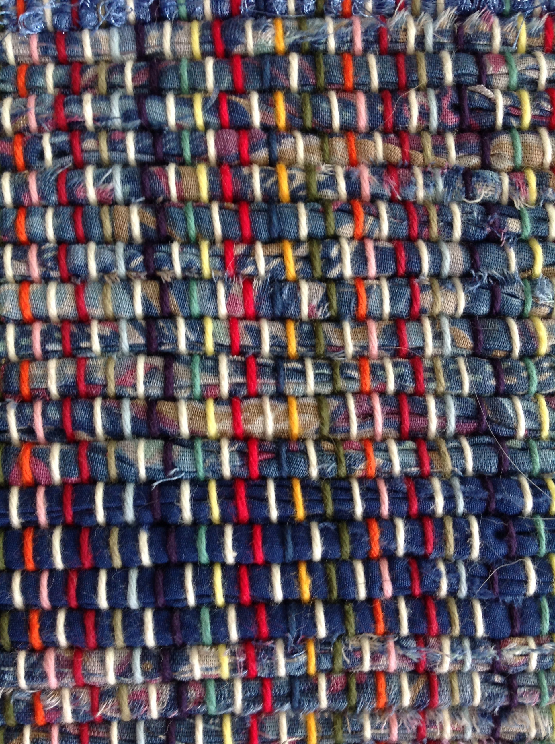 Hand Loomed Rag Rug 55x26 Woven Navy Steel Powder Etsy