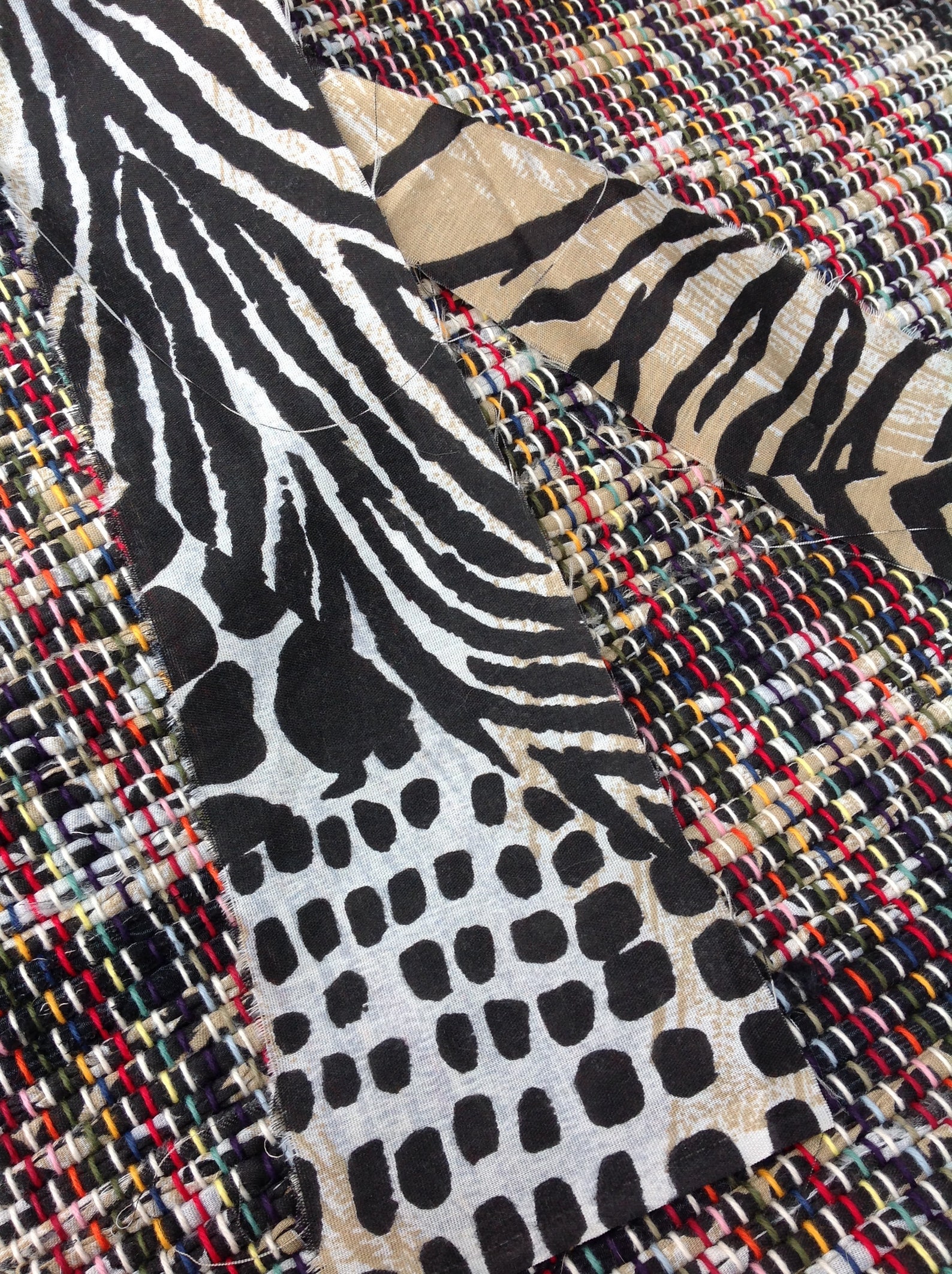 Black Tan Cream Rag Rug 53 X 26 Hand Woven From Etsy