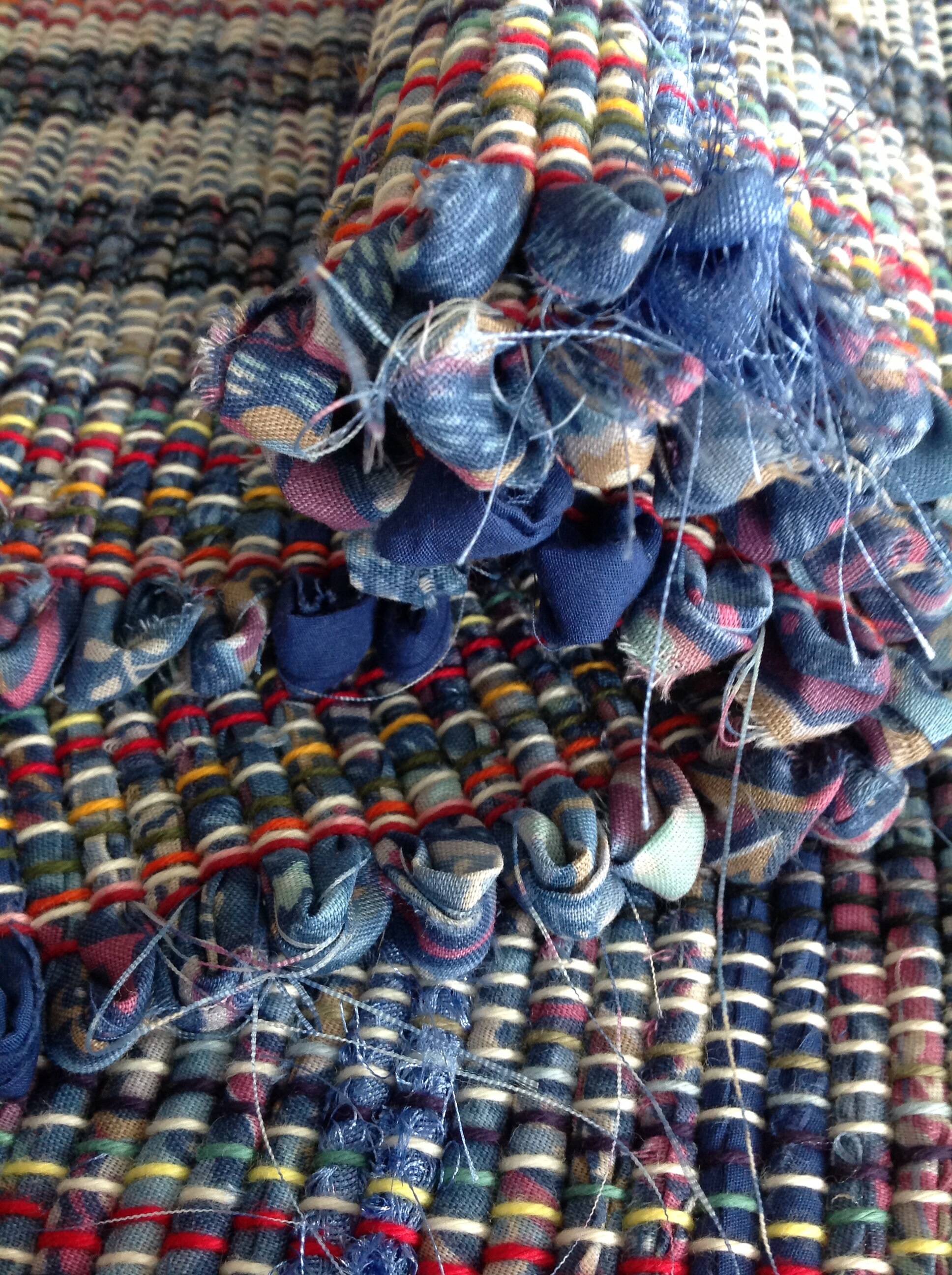 Hand Loomed Rag Rug 55x26 Woven Navy Steel Powder Etsy