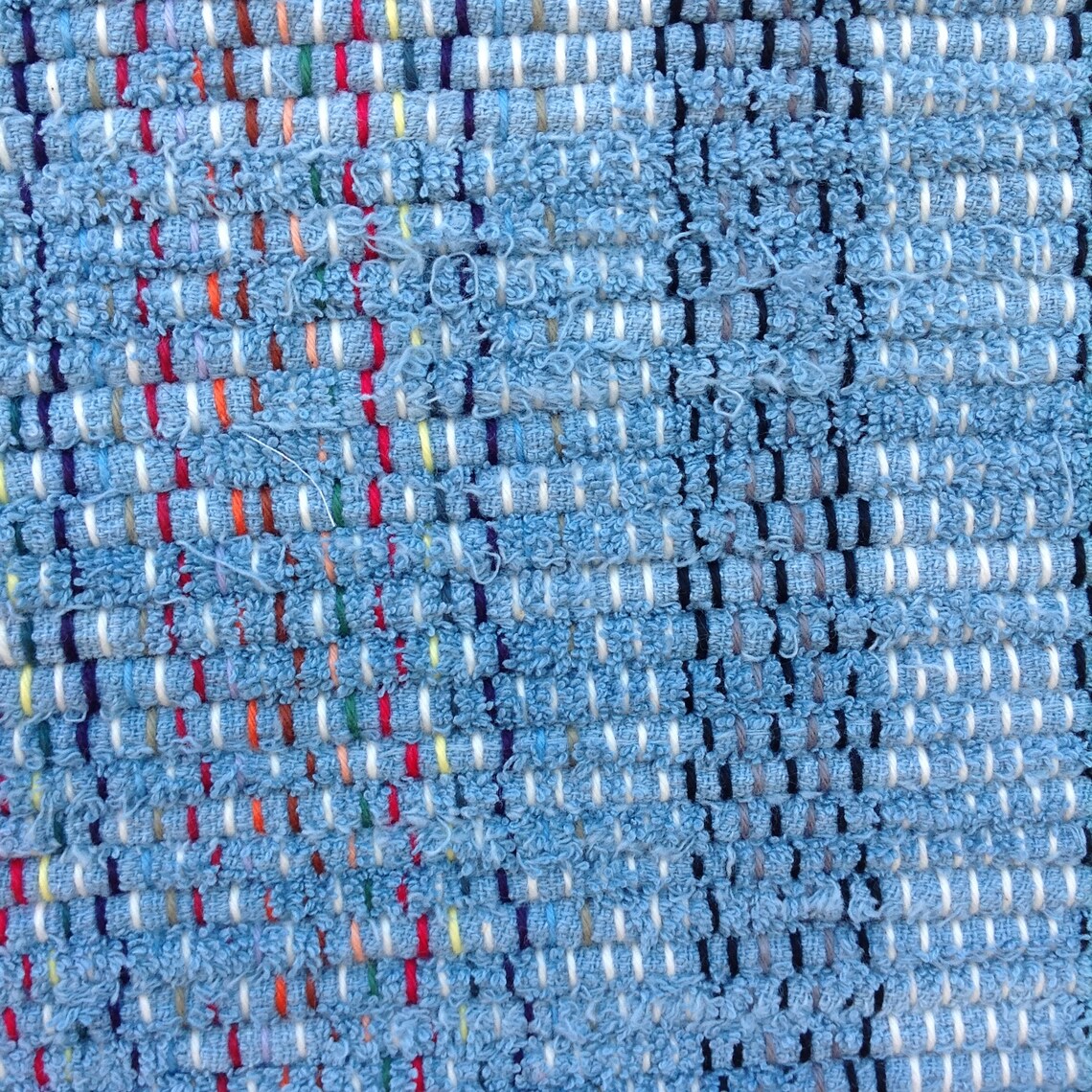 Cornflower Blue Rag Rug 63x26 Hand Woven Etsy