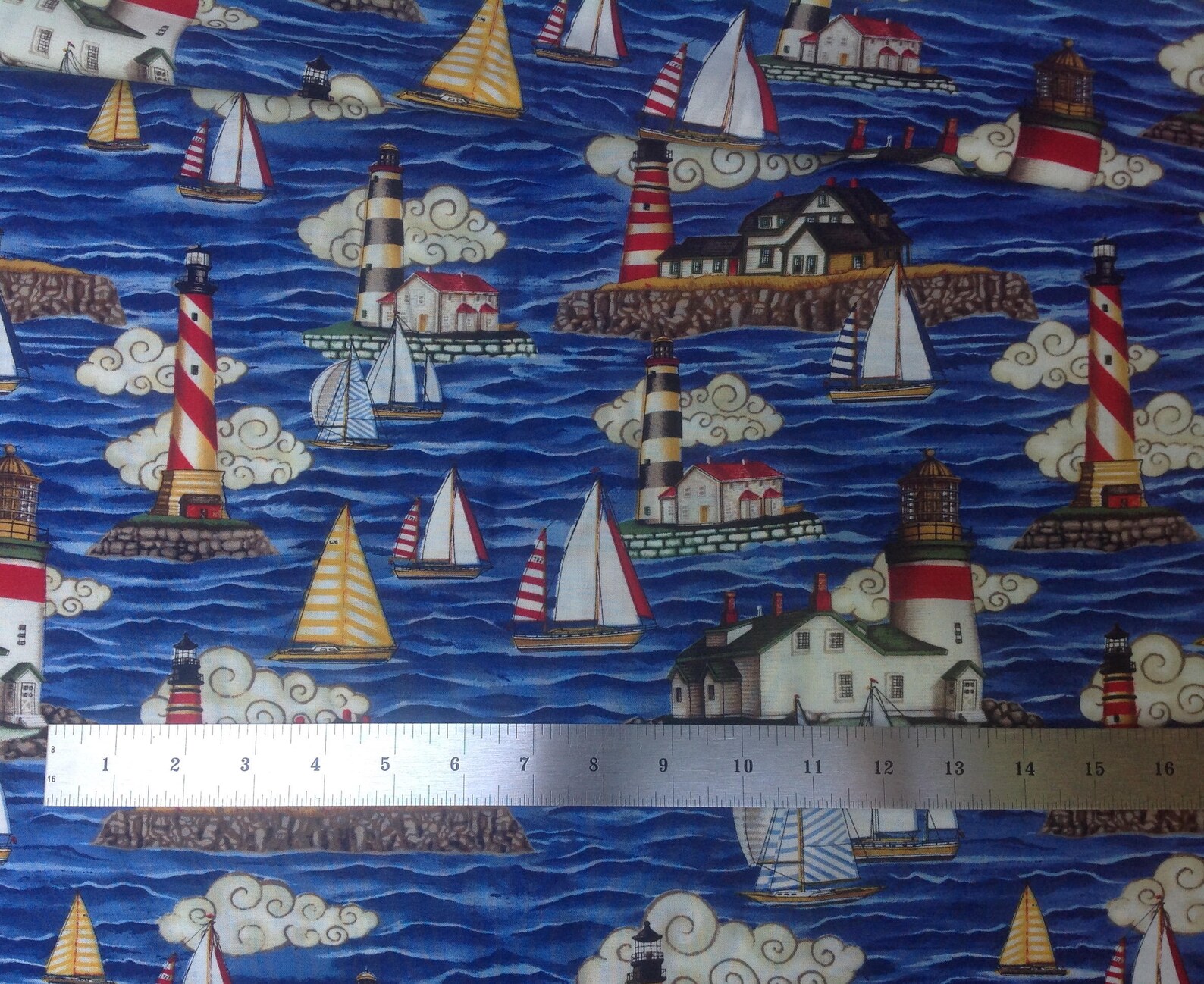 12 Yards Sailboat Lighthouse Fabric TIMELESS TREASURES FABRICS, Inc