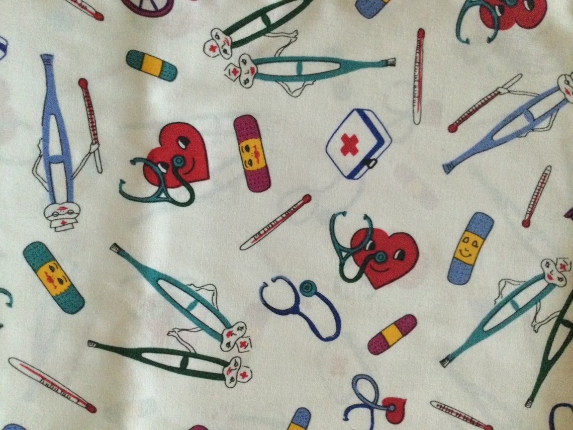 3.5 yds medical themed Scrubs fabric yardage 128x62 Etsy