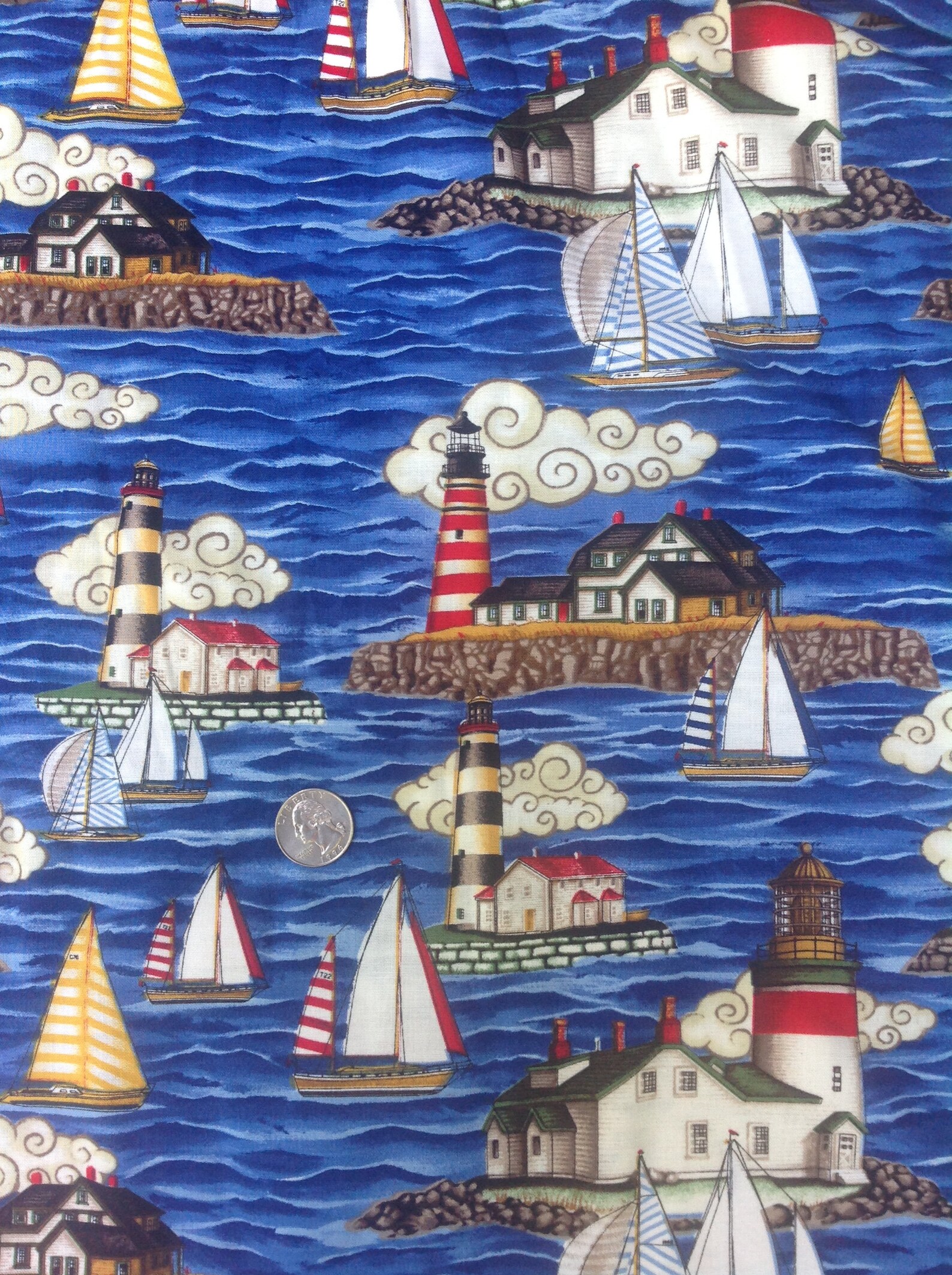 12 Yards Sailboat Lighthouse Fabric TIMELESS TREASURES Etsy