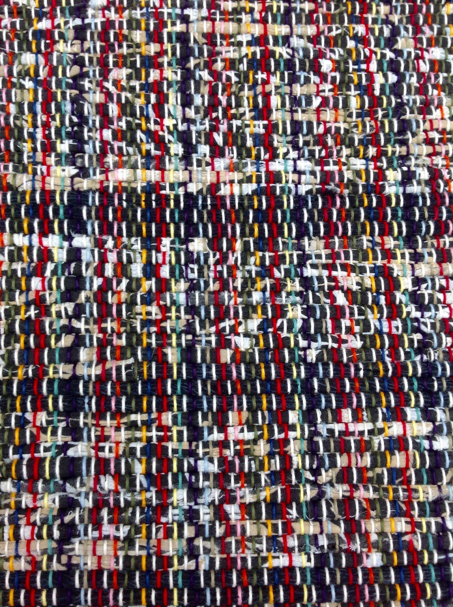 Black Tan Cream Rag Rug 53 X 26 Hand Woven From Etsy