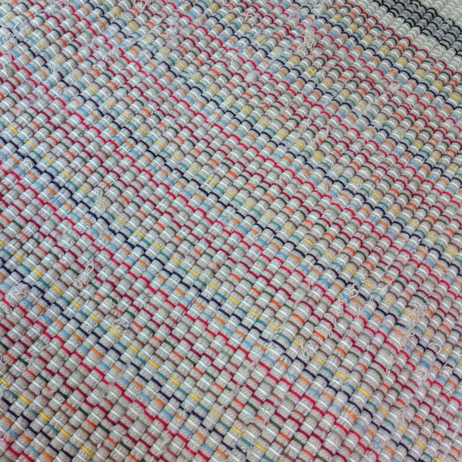 Ecru Linen Tan Rag Rug 67 X 26 Hand Woven From - Etsy