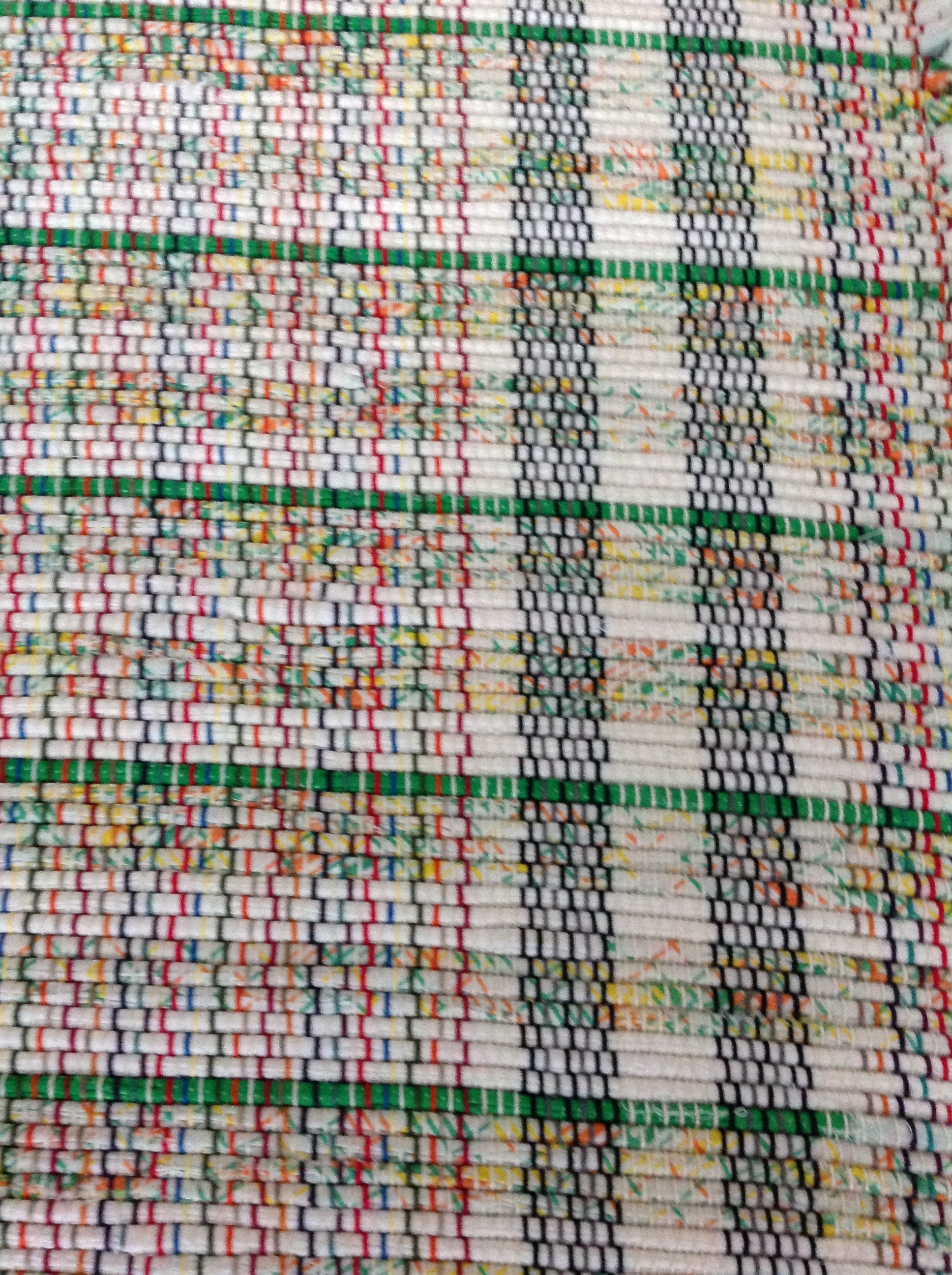 Rag rug 51x26 white green yellow orange handwoven Etsy