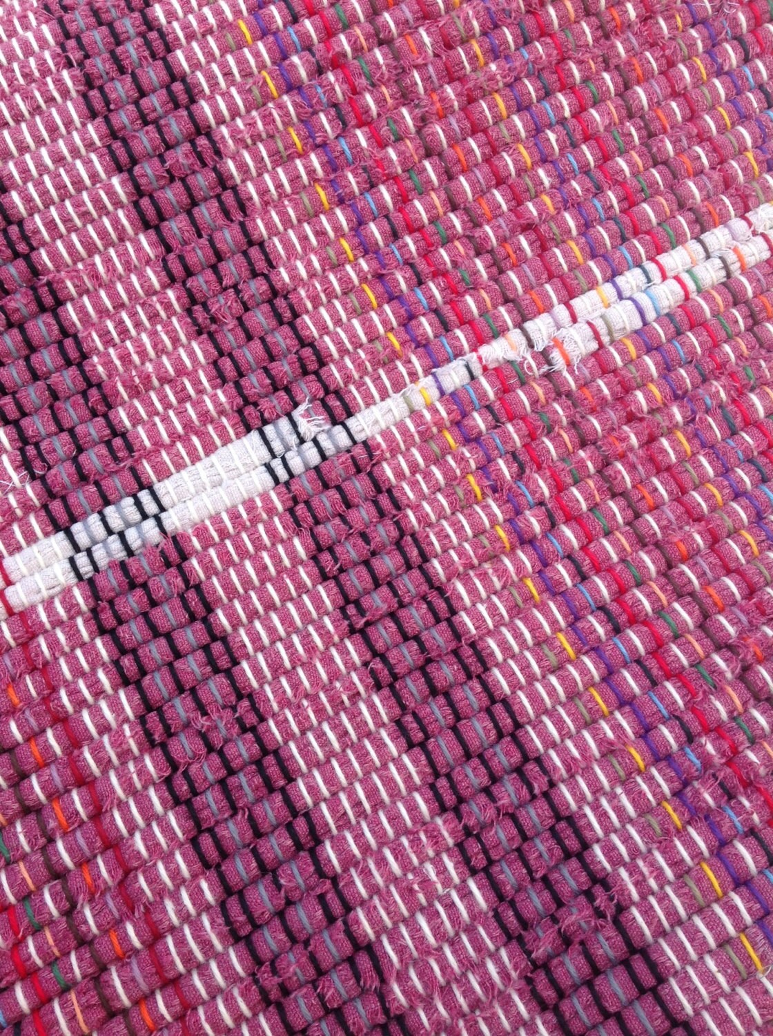 Wine Burgundy off White Rag Rug 44 X 26 Hand Woven Etsy