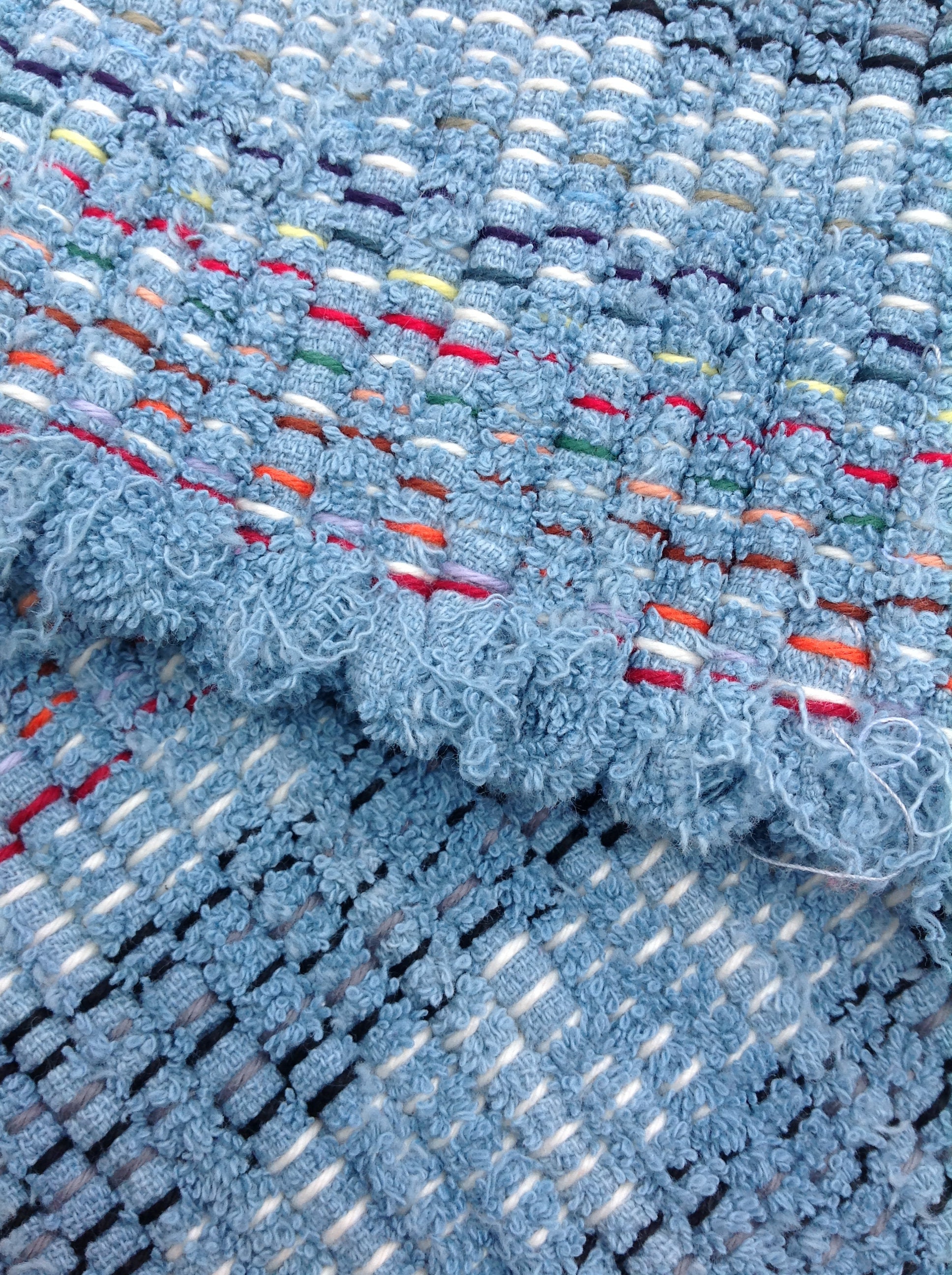 Cornflower blue rag rug 63x26 hand woven Etsy