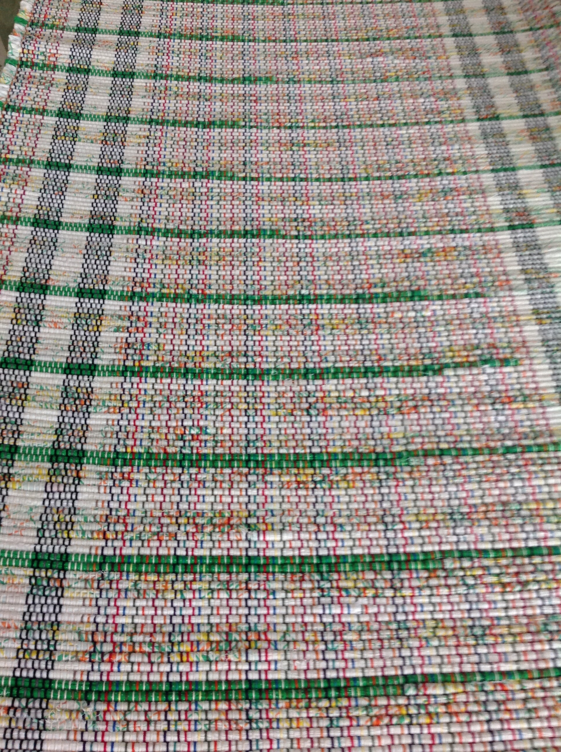 Rag rug 51x26 white green yellow orange handwoven Etsy