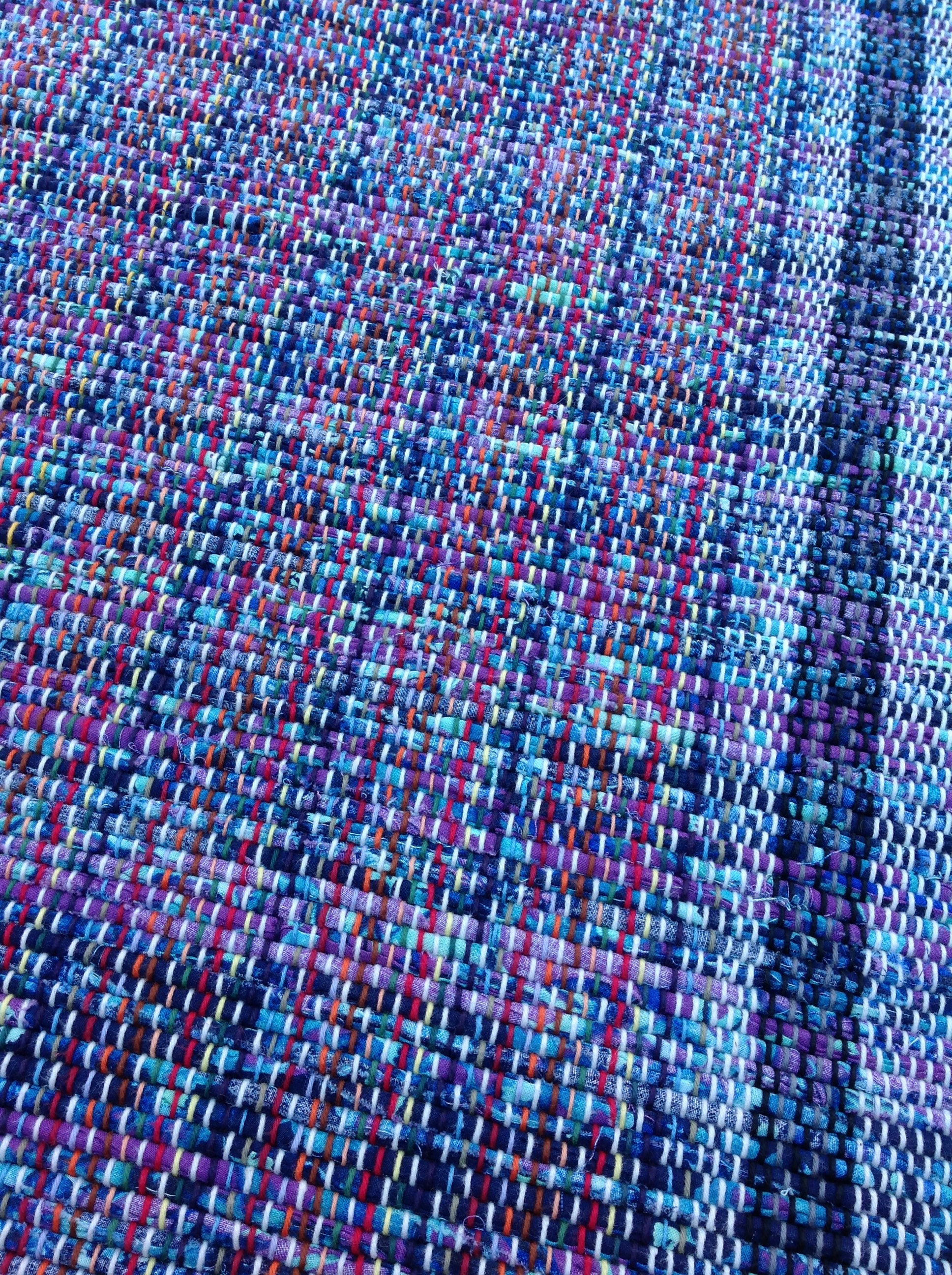 Hand Loomed Rag Rug 65x26 Navy Turquoise Purples Etsy