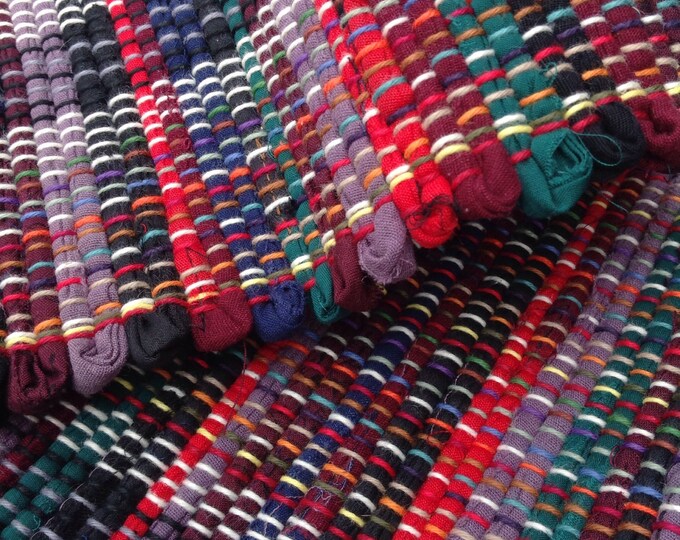 Deep Rich Colors Hand Loomed Rag Rug 44 X 26 Black Etsy