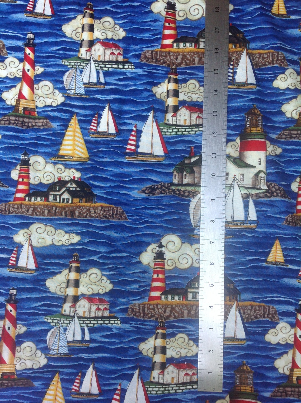 12 Yards Sailboat Lighthouse Fabric TIMELESS TREASURES Etsy