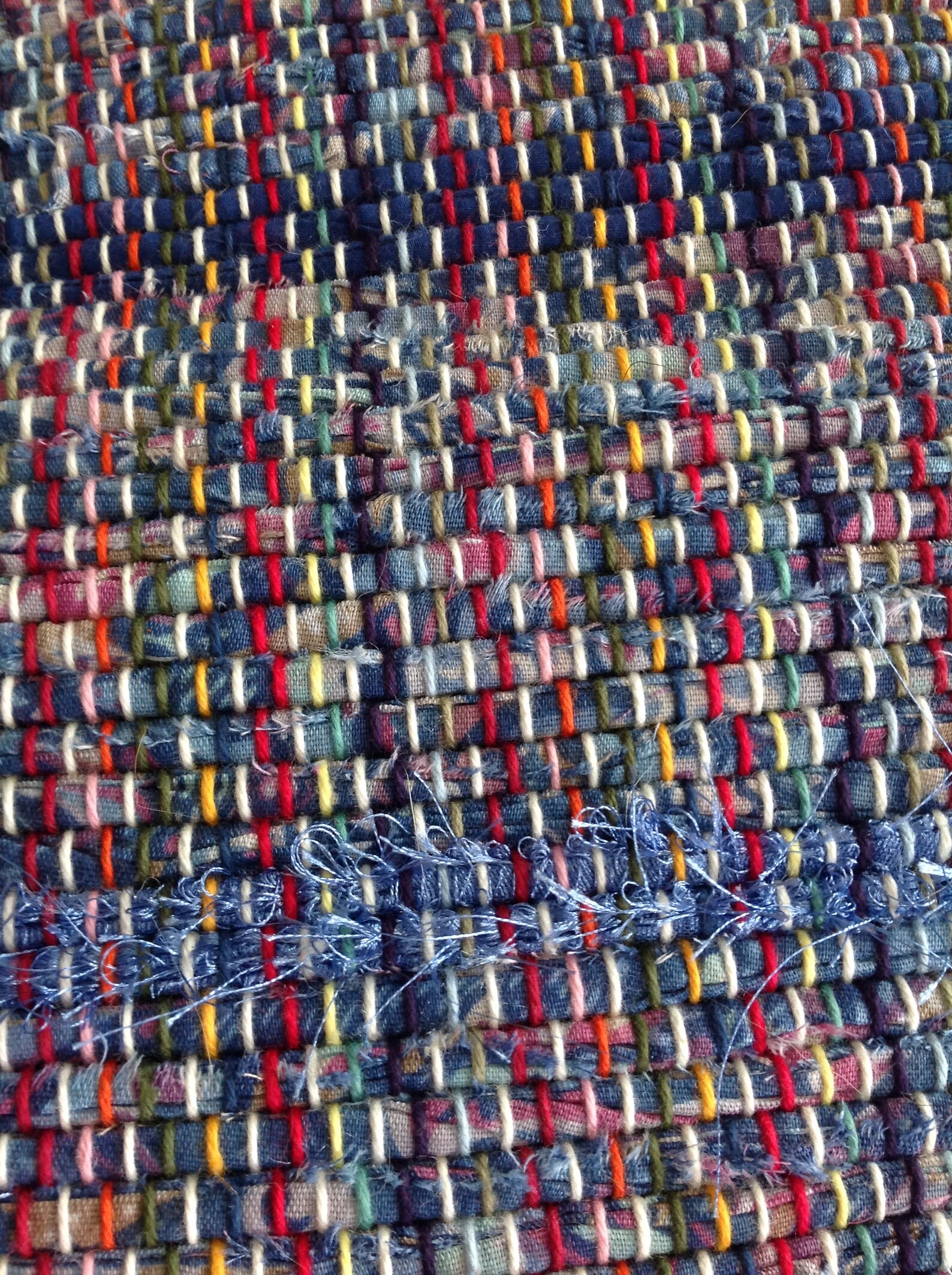 Hand Loomed Rag Rug 55x26 Woven Navy Steel Powder Etsy