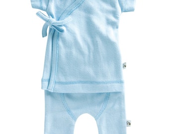 100% Organic Preemie TShirt & Pant Set  (Blue )