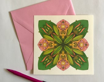 Lotus inspired square blank card
