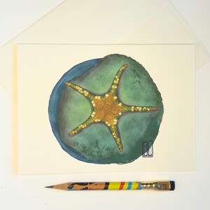 Cartão de felicitações em branco com estrela do mar ícone