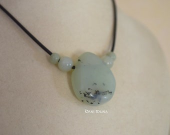 Jade Serpentine necklace, necklace Serpentine, Gemstone pendant with necklace
