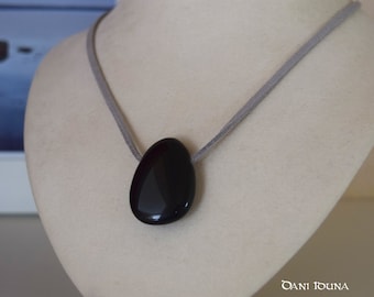 Onyx Kette, Halskette Onyx, Edelsteinanhänger mit Kette