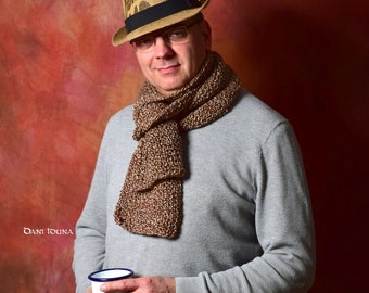 Wool scarf brown, Winter scarf Men, elegant scarf long