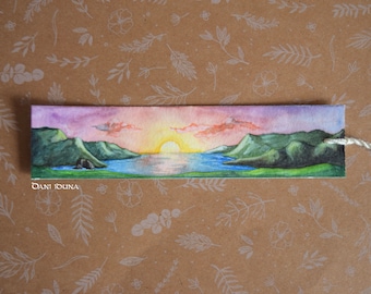 Original watercolor bookmark "Sunset"