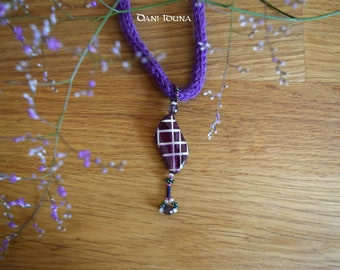 Violet necklace with pendant / 2 handcrafted unique pieces