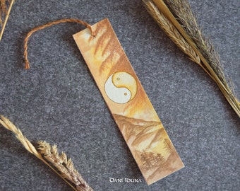 Original watercolor bookmark Yin-Yang