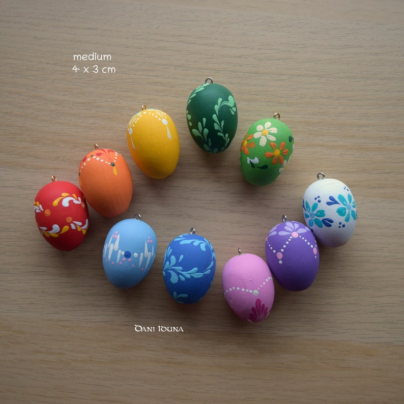 Hand painted wood Easter eggs Indoor decoration All colours medium